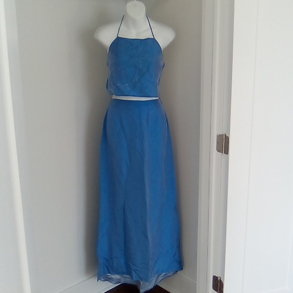 Vintage 90s Formal Maxi Skirt And Halter Top Set - Picture 1 of 16